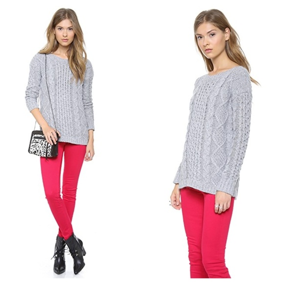 Madewell Sweaters - Madewell Boatneck Cableknit Gray Chunky Sweater S